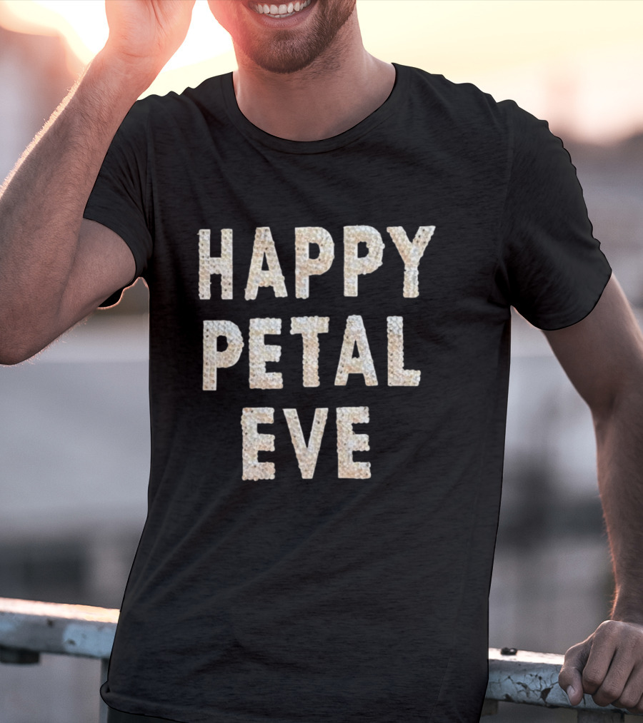 HAPPY PETAL EVE Rhinestone Lettering T-Shirt