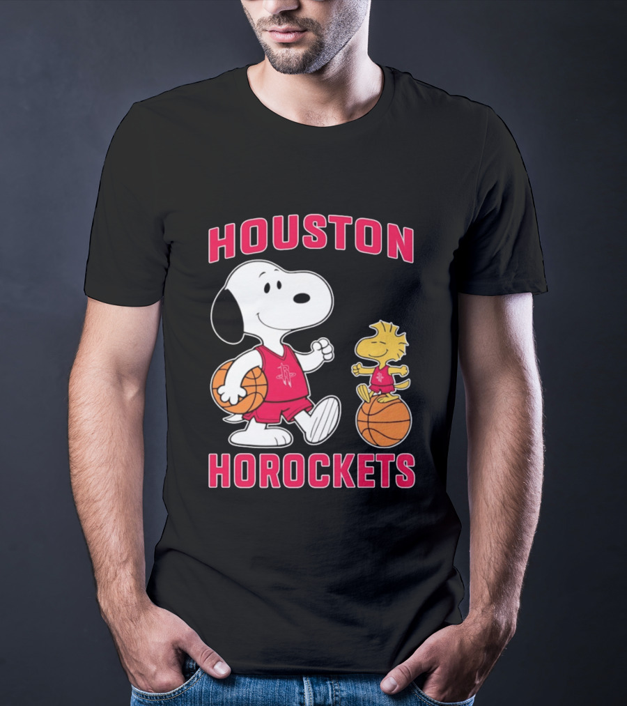 Snoopy Woodstock Houston Rockets Basketball Team T-Shirt