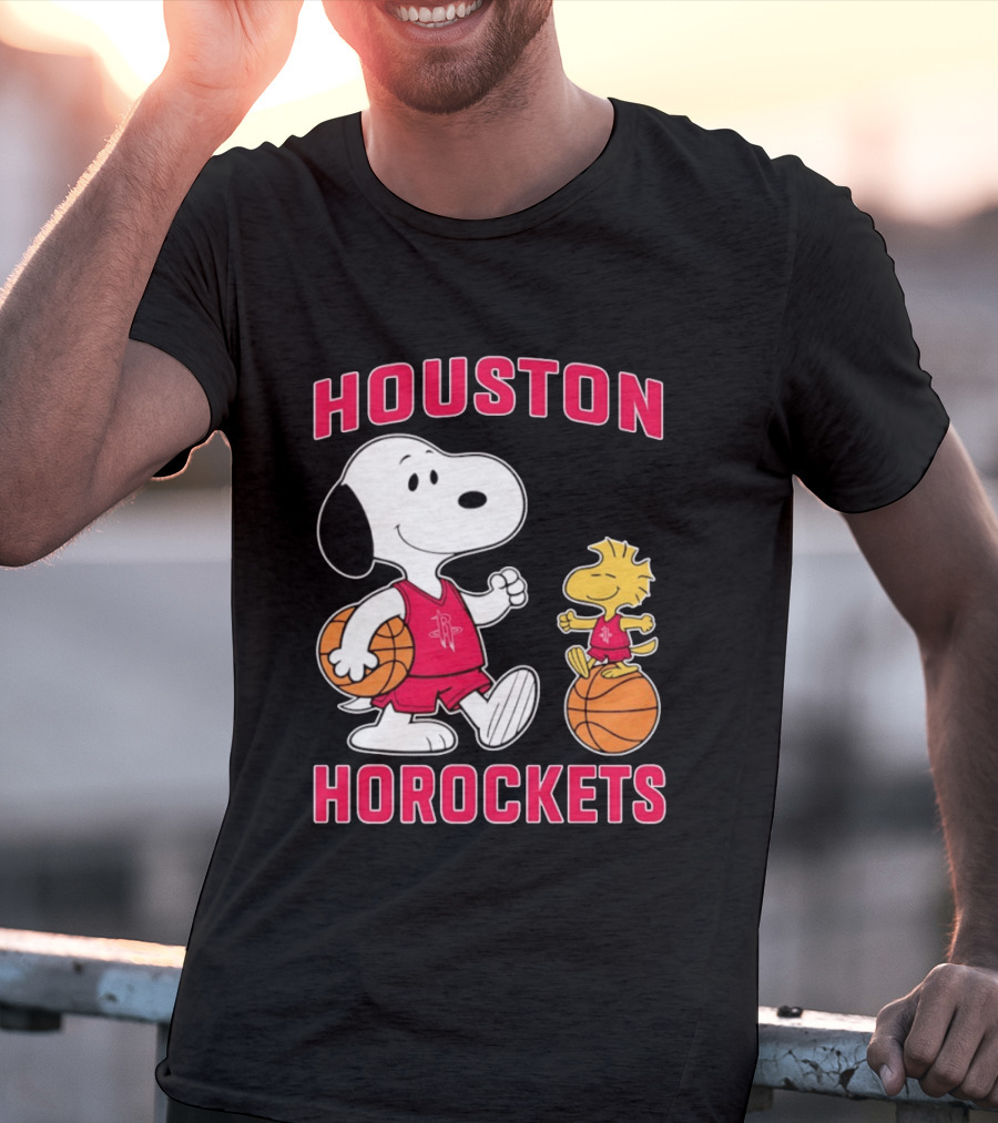 Snoopy Woodstock Houston Rockets Basketball Team T-Shirt