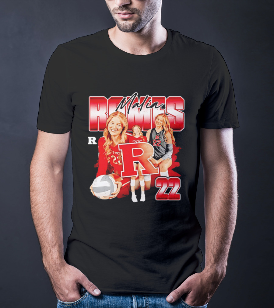 Malia Romes 22 NCAA Women's Volleyball Rutgers Team T-Shirt
