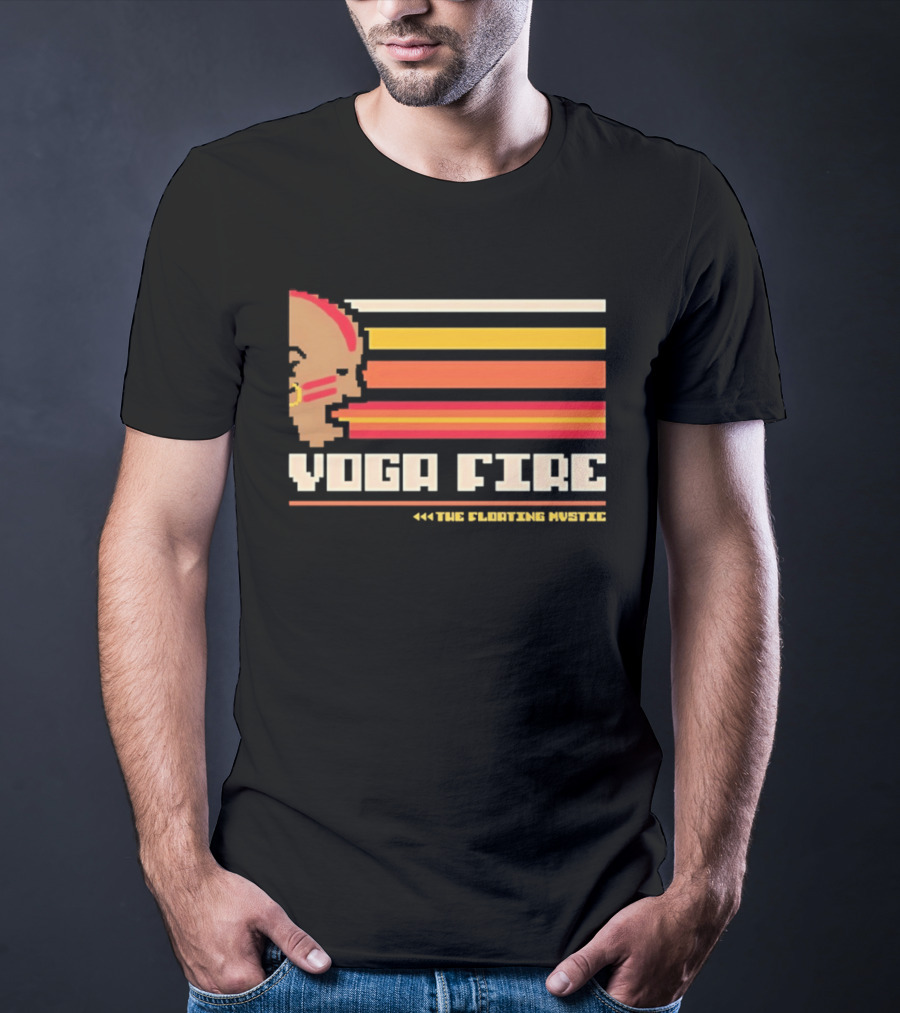 Yoga Fire The Floating Mystic Retro Pixel T-Shirt