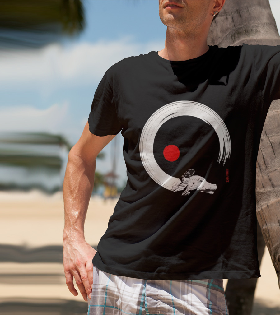Never Ending Inks Atreyu Falkor The Neverending Story Japanese Enso Circle Red Dot T-Shirt