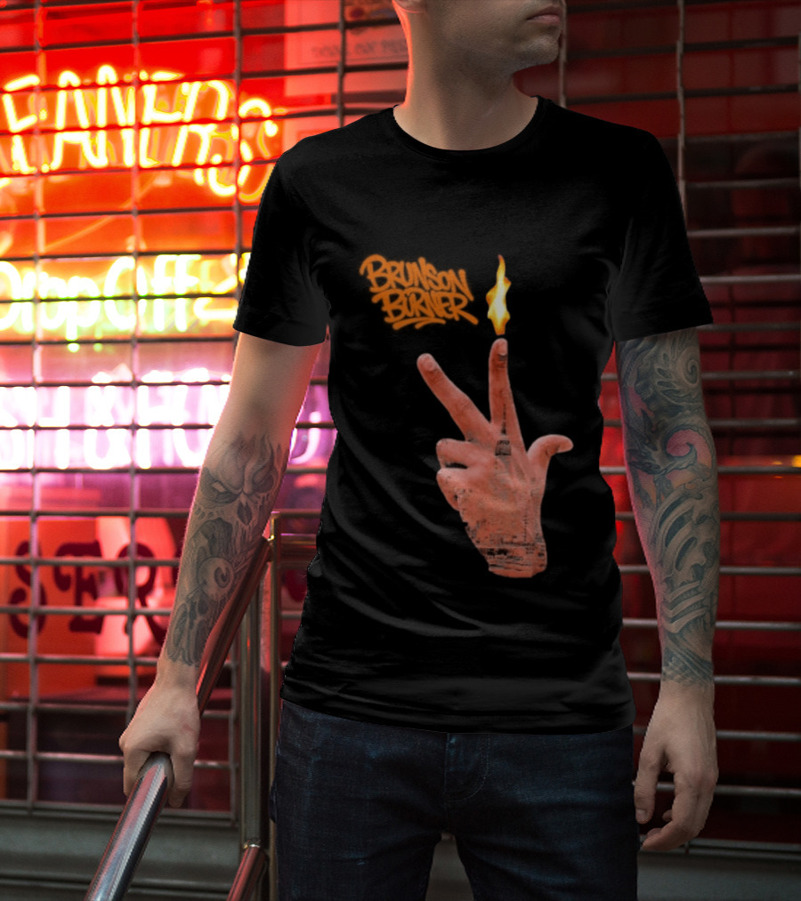 Brunson Burner Flame Hand New York Knicks Jalen Brunson T-Shirt