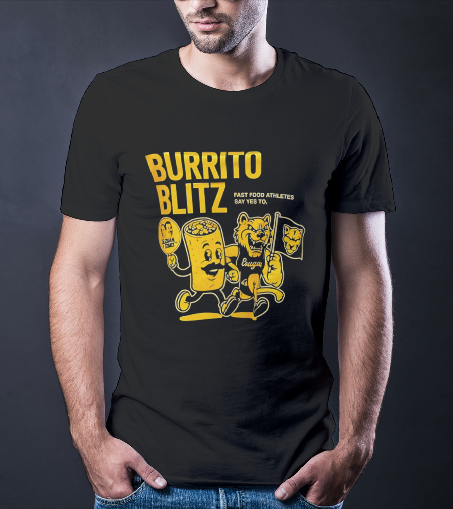 Burrito Blitz Fast Food Athletes Say Yes To Playful Mascot Race T-Shirt