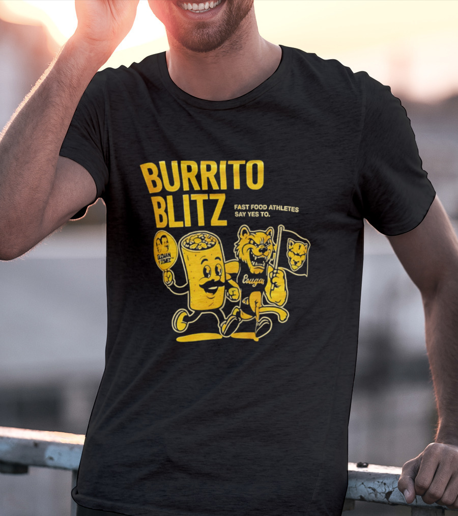 Burrito Blitz Fast Food Athletes Say Yes To Playful Mascot Race T-Shirt