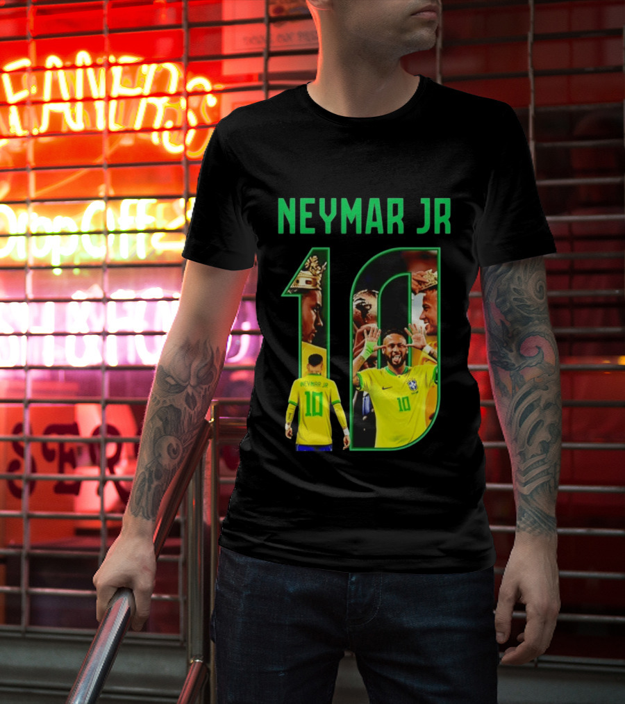 Neymar Jr 10 Brazil Soccer Iconic Celebration Images T-Shirt