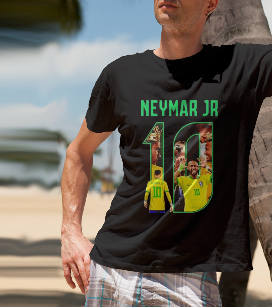 Neymar Jr 10 Brazil Soccer Iconic Celebration Images T-Shirt