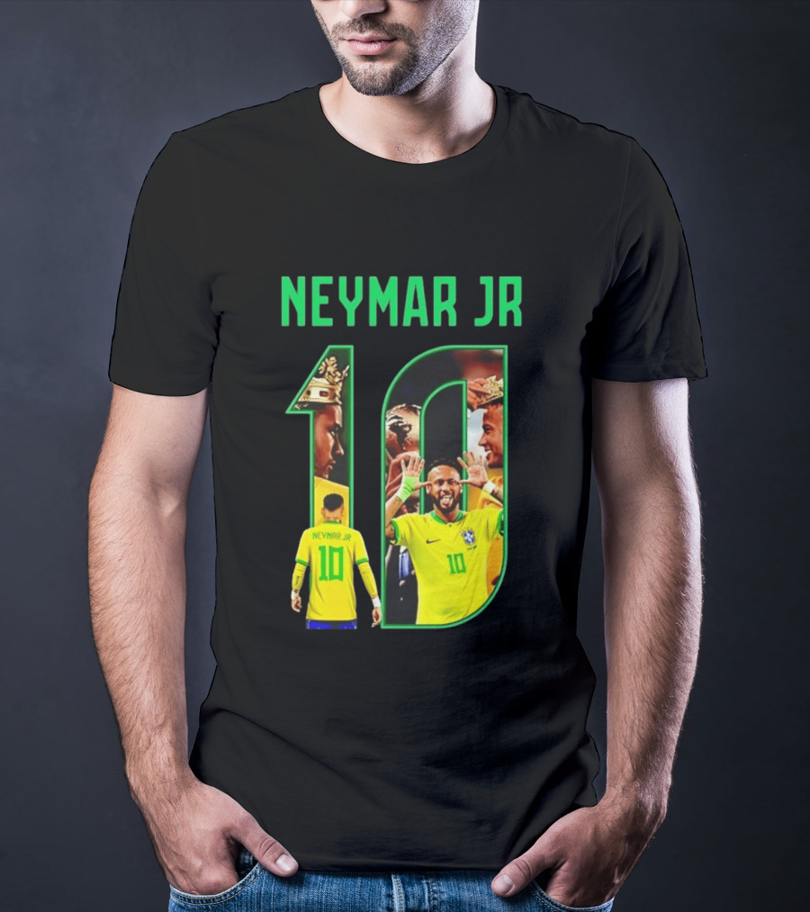 Neymar Jr 10 Brazil Soccer Iconic Celebration Images T-Shirt