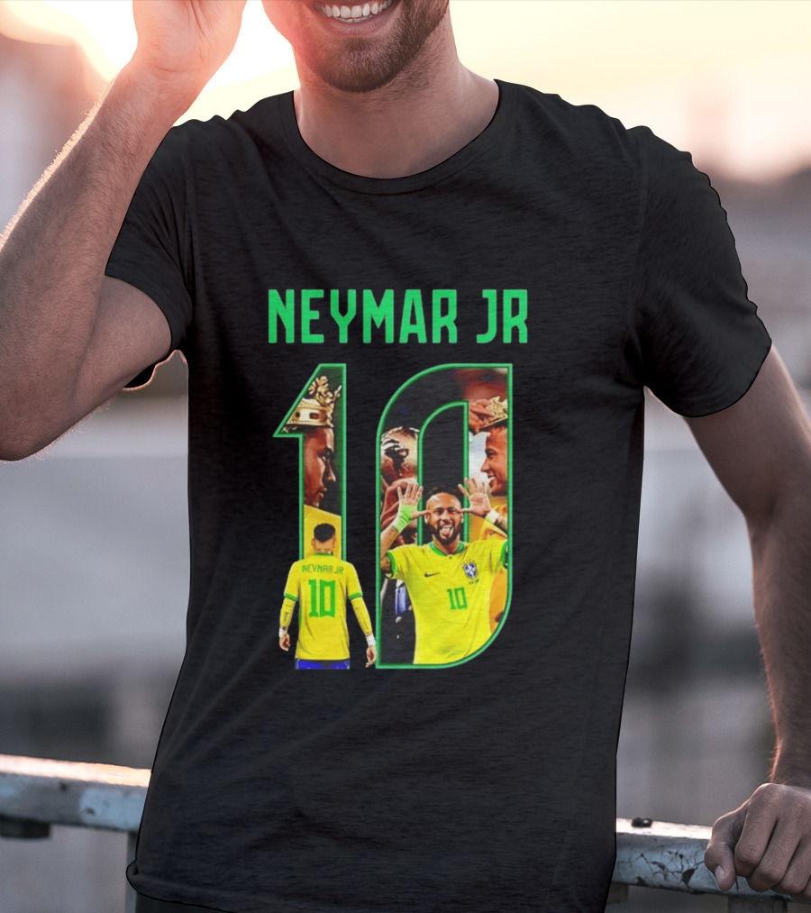 Neymar Jr 10 Brazil Soccer Iconic Celebration Images T-Shirt