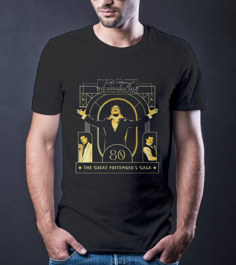 Freddie Mercury 80th Birthday Celebration The Great Pretender's Gala 5th September 2026 Casino Barriere Montreux Switzerland T-Shirt