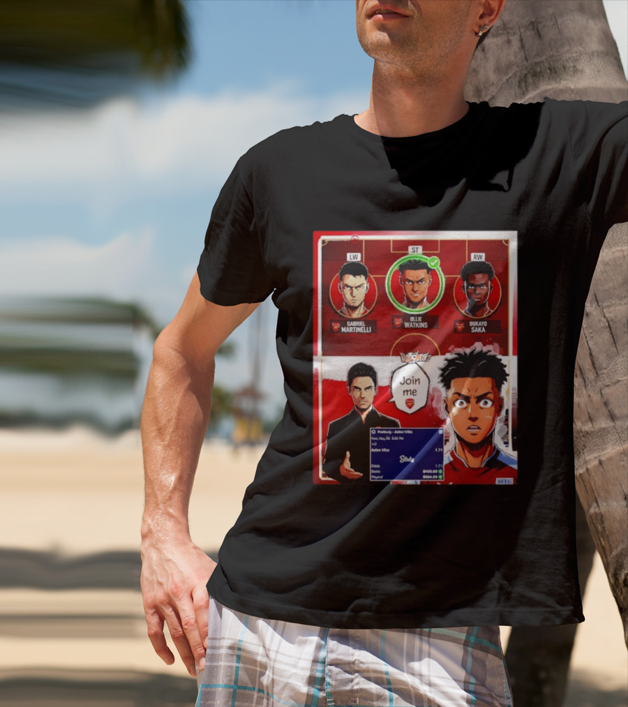 Gabriel Martinelli Ollie Watkins Bukayo Saka Join Me Arsenal Team Anime T-Shirt