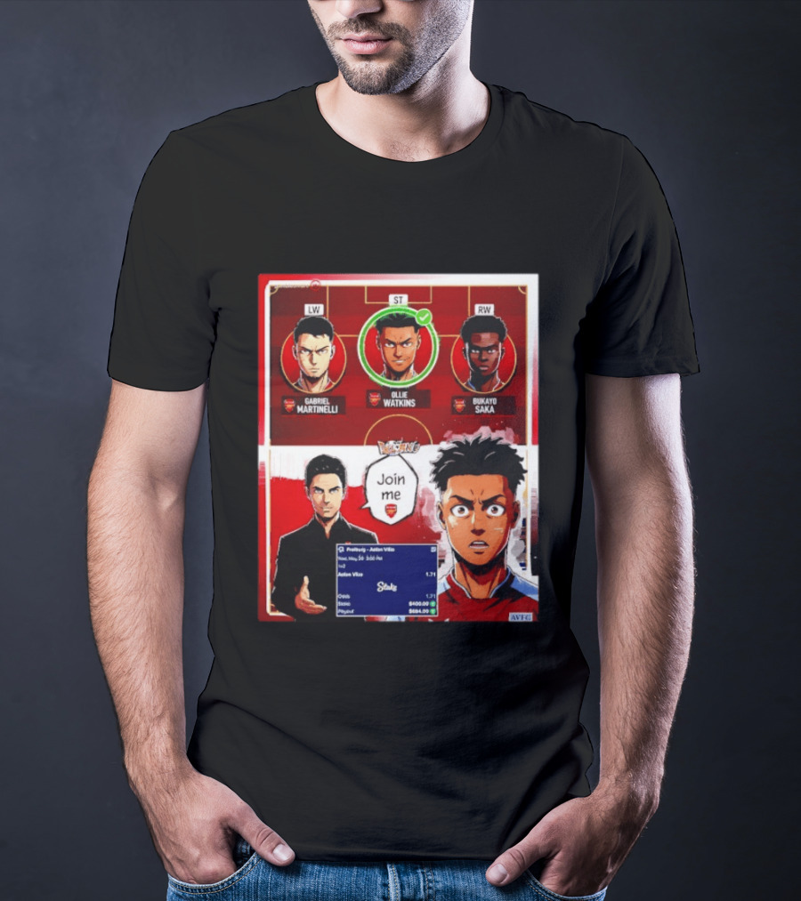 Gabriel Martinelli Ollie Watkins Bukayo Saka Join Me Arsenal Team Anime T-Shirt