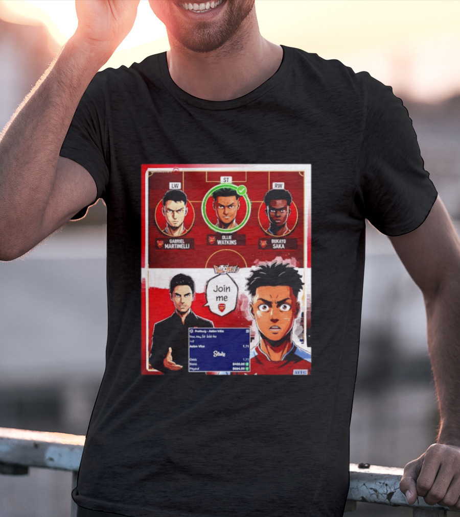Gabriel Martinelli Ollie Watkins Bukayo Saka Join Me Arsenal Team Anime T-Shirt