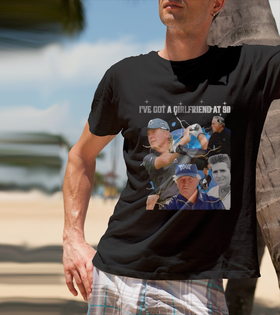 Gary Player I've Got A Girlfriend At 90 Golf Legend Photomontage T-Shirt