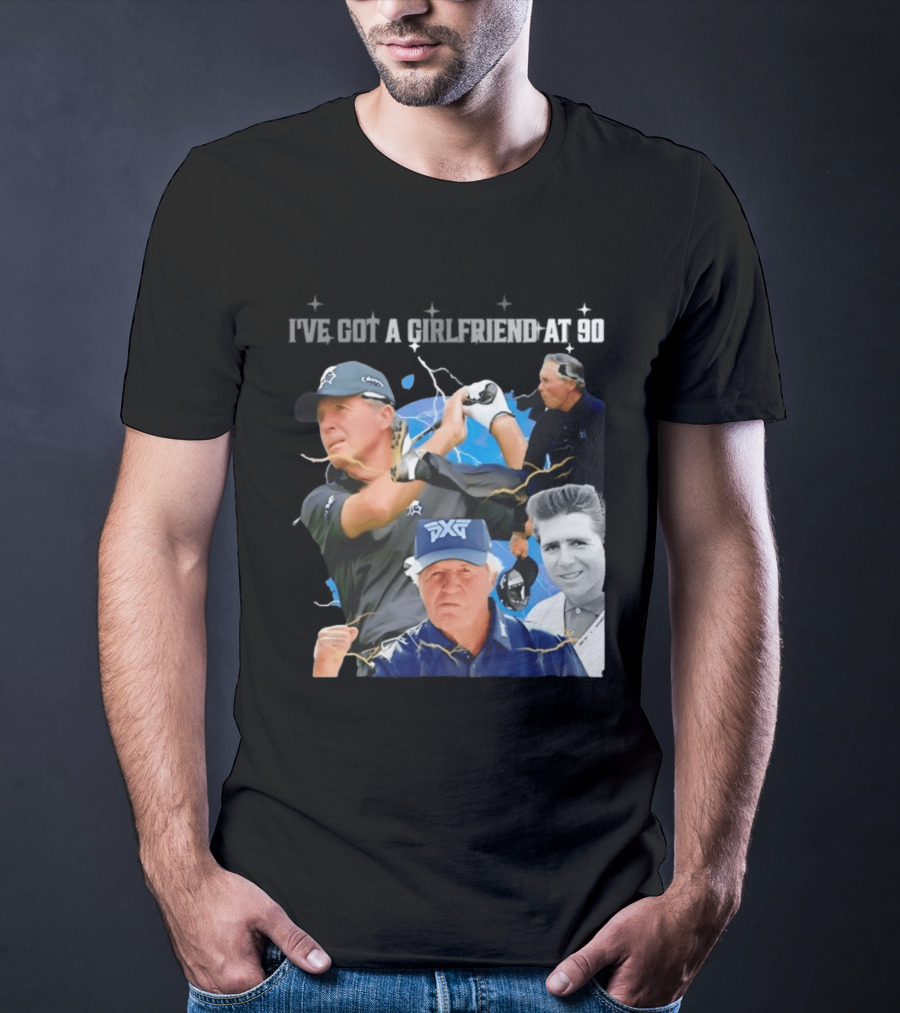 Gary Player I've Got A Girlfriend At 90 Golf Legend Photomontage T-Shirt