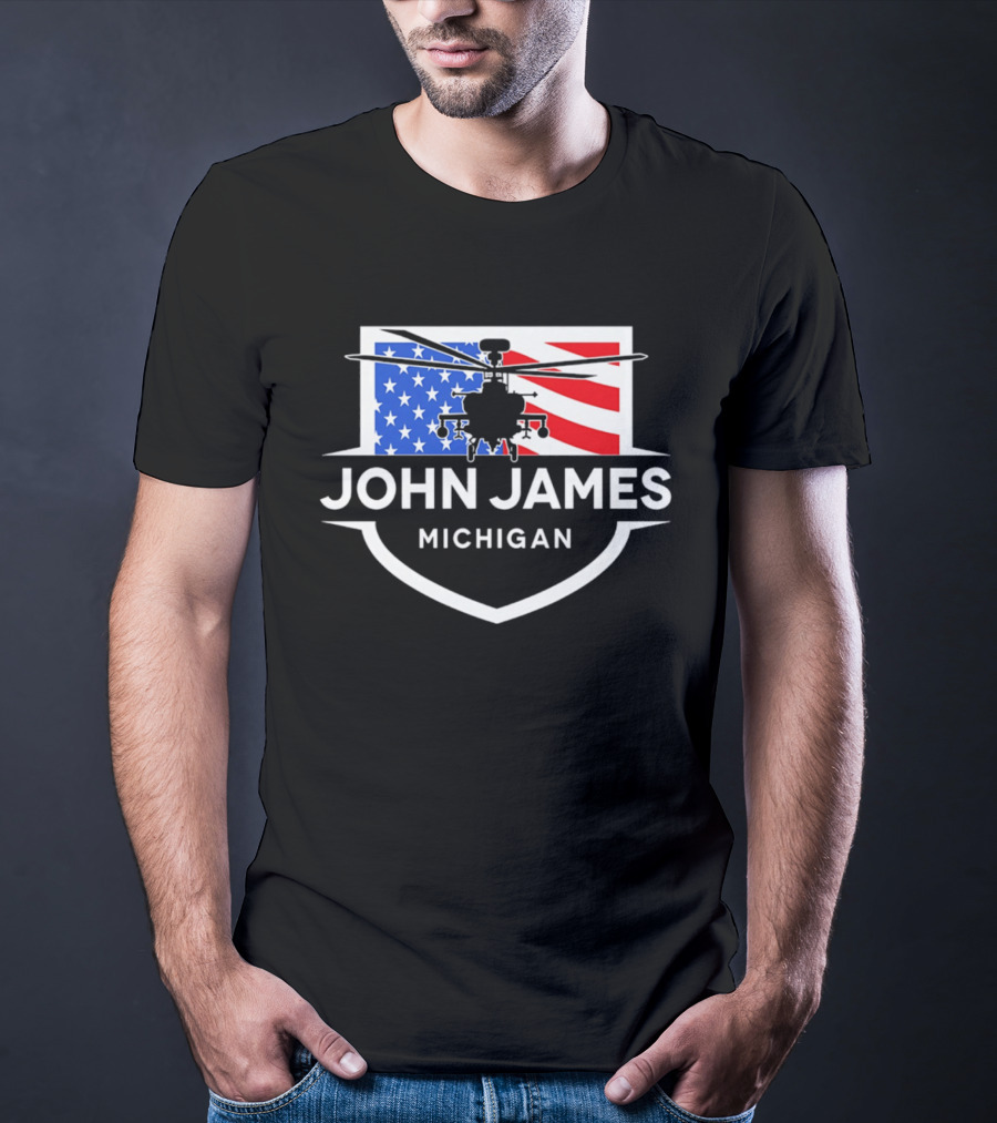 John James Michigan American Flag Helicopter T-Shirt