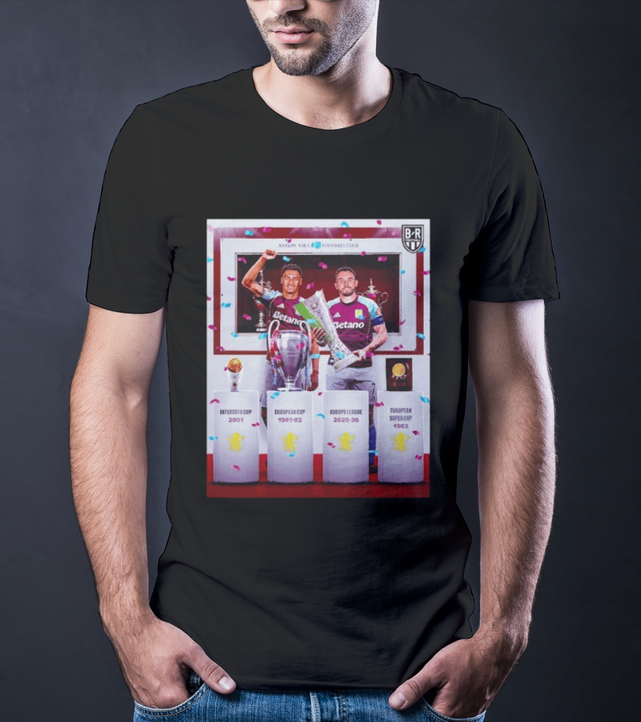 Aston Villa Football Club Europa League 2025 26 European Cup Winners T-Shirt