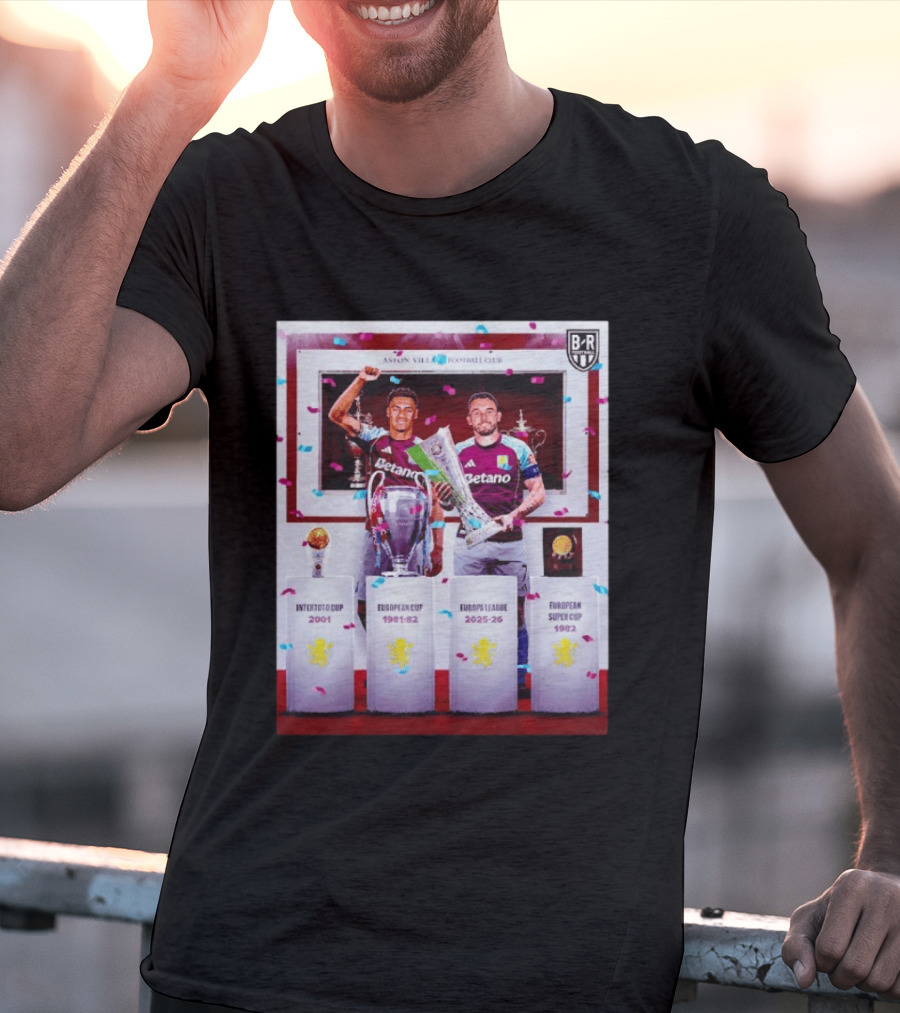 Aston Villa Football Club Europa League 2025 26 European Cup Winners T-Shirt