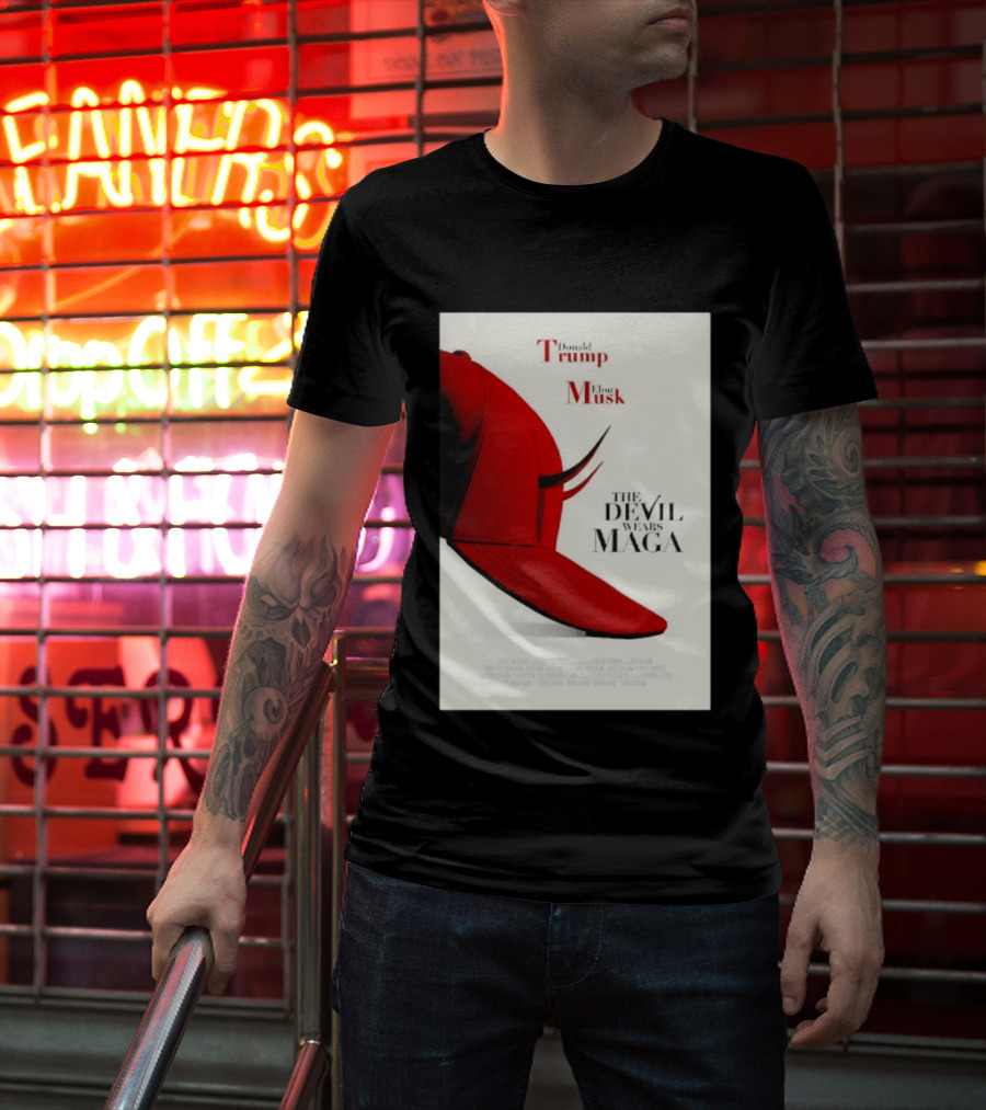 Donald Trump Elon Musk The Devil Wears MAGA Hat With Horns T-Shirt