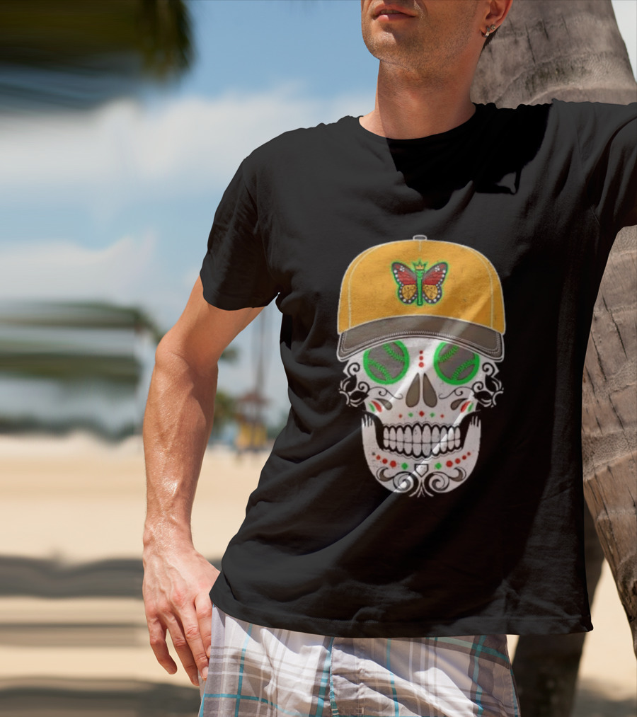 Eugene Emeralds Sugar Skull Baseball Butterfly Cap T-Shirt