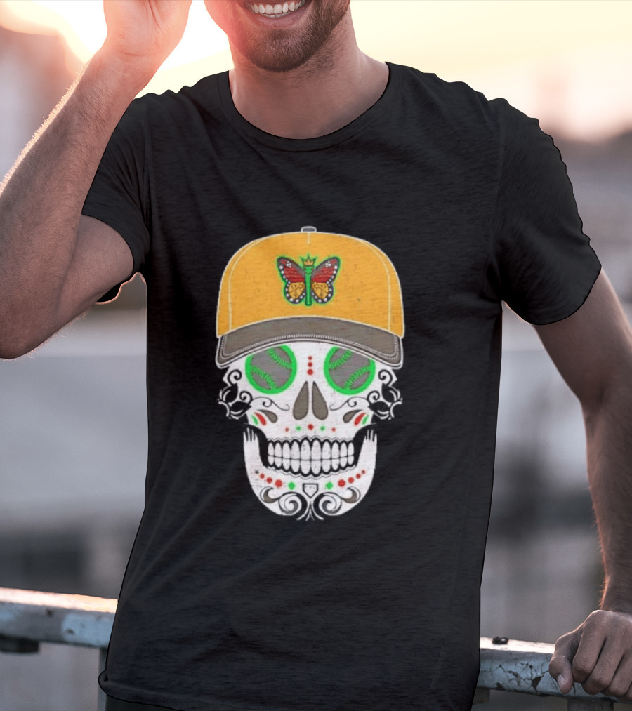 Eugene Emeralds Sugar Skull Baseball Butterfly Cap T-Shirt