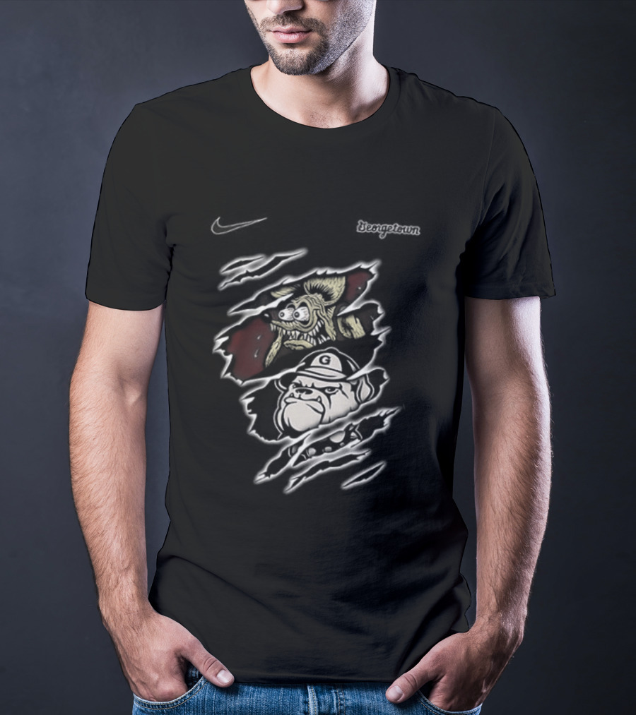 Rat Fink Hoyas Built Not To Bow Georgetown NCAA 2 Sided T-Shirt