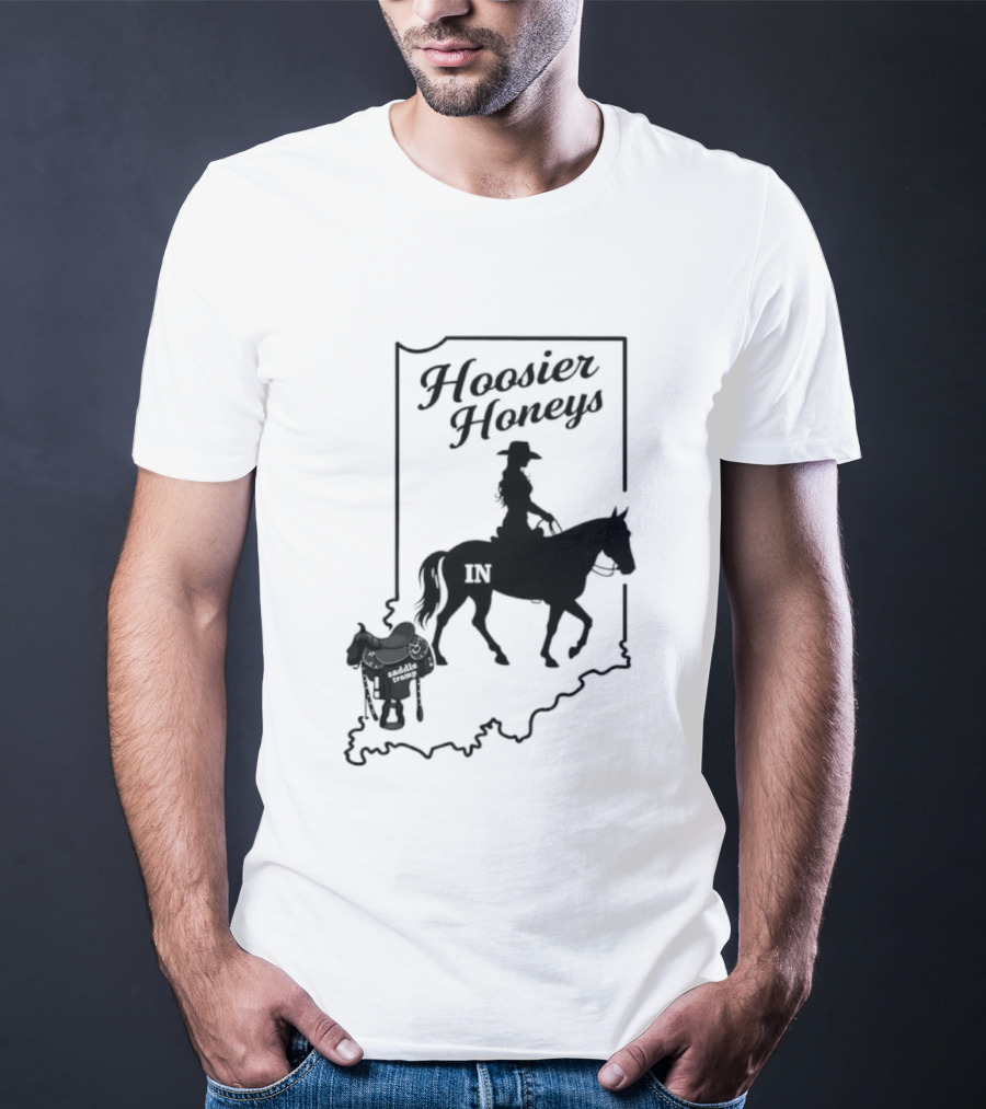 Hoosier Honeys Riding Silhouette With Saddle And Horse Inside Indiana T-Shirt