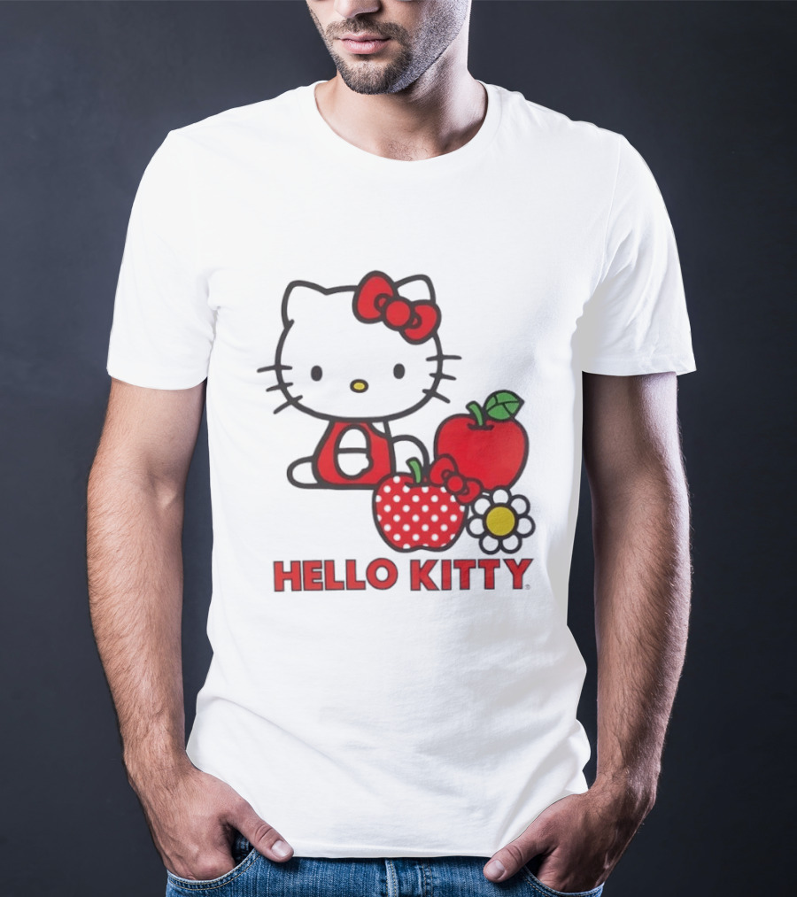 Hello Kitty Sanrio With Apples Strawberry And Flower T-Shirt