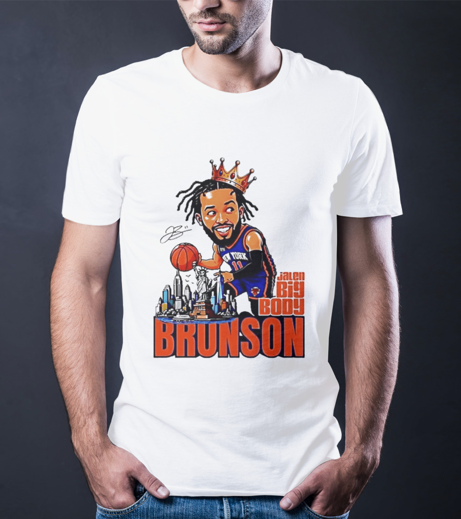 Jalen Brunson New York Knicks Big Body King 2026 Basketball Star With Crown And Skyline T-Shirt