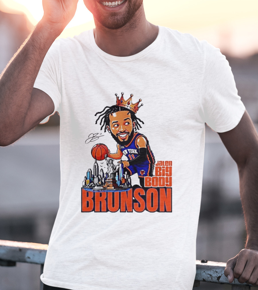 Jalen Brunson New York Knicks Big Body King 2026 Basketball Star With Crown And Skyline T-Shirt