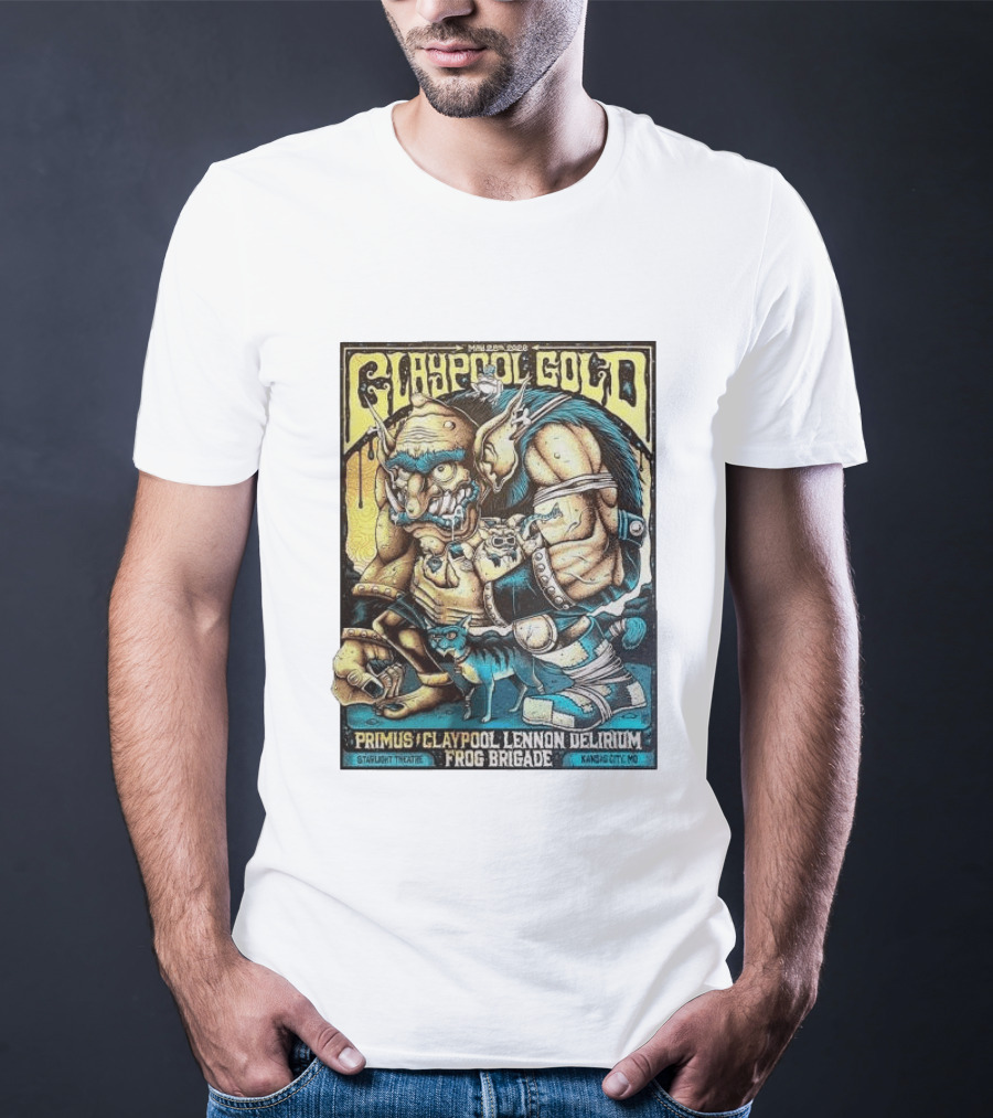 May 28 2026 Claypool Gold Primus Claypool Lennon Delirium Frog Brigade Starlight Theatre Kansas City MO T-Shirt