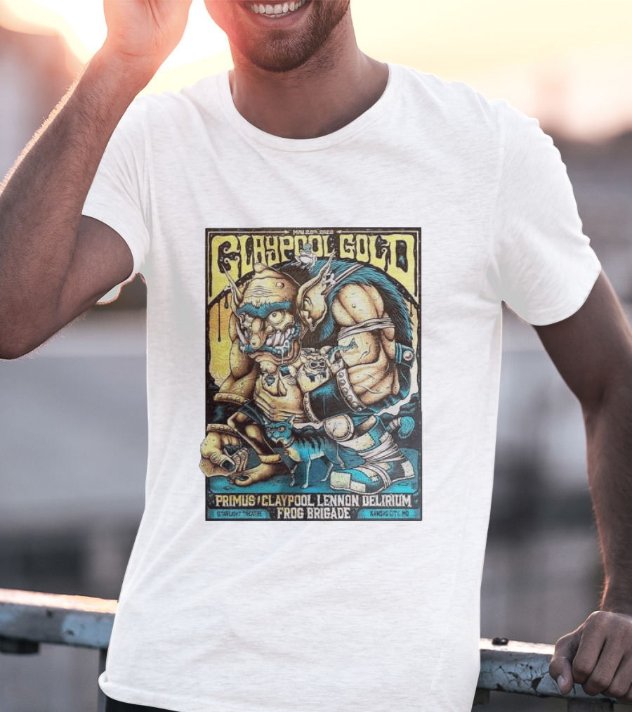 May 28 2026 Claypool Gold Primus Claypool Lennon Delirium Frog Brigade Starlight Theatre Kansas City MO T-Shirt