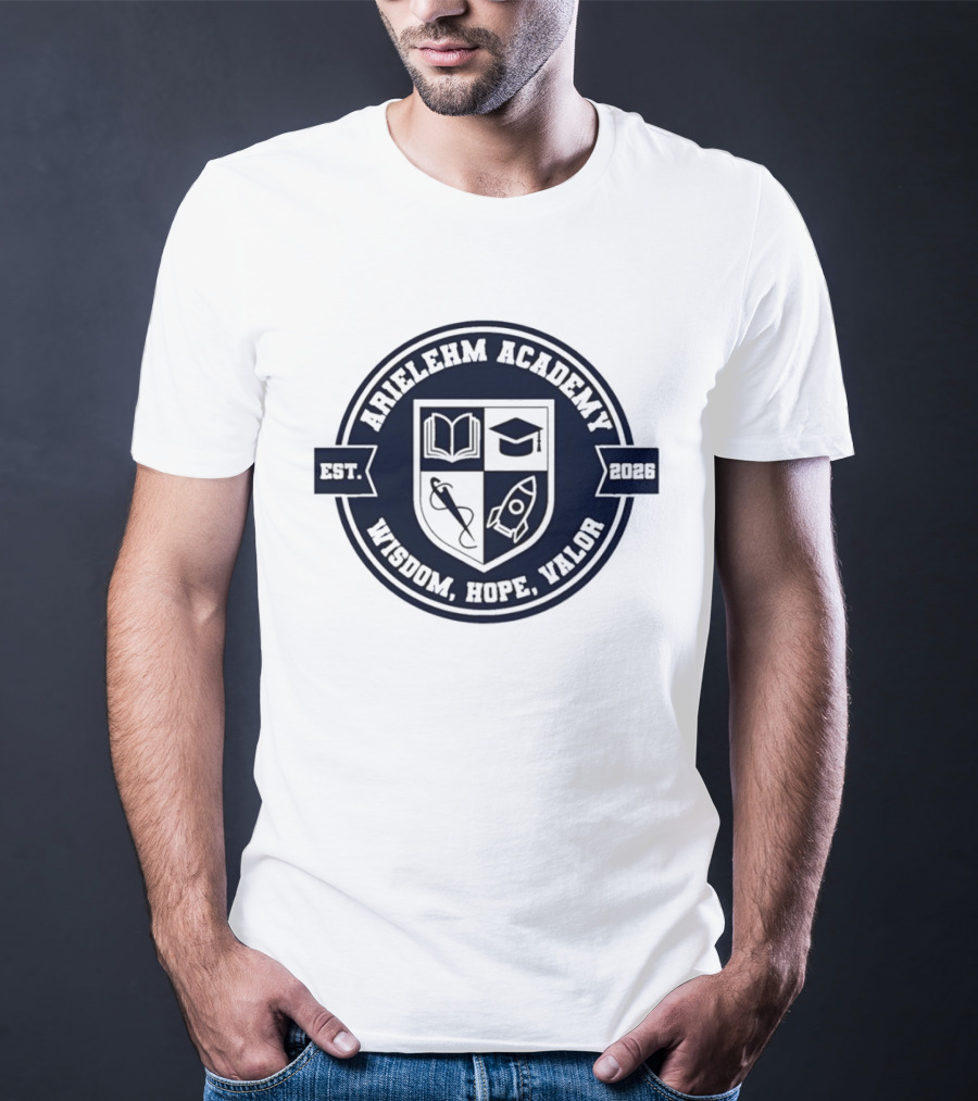 Arielehm Academy Crest Est 2026 Wisdom Hope Valor T-Shirt