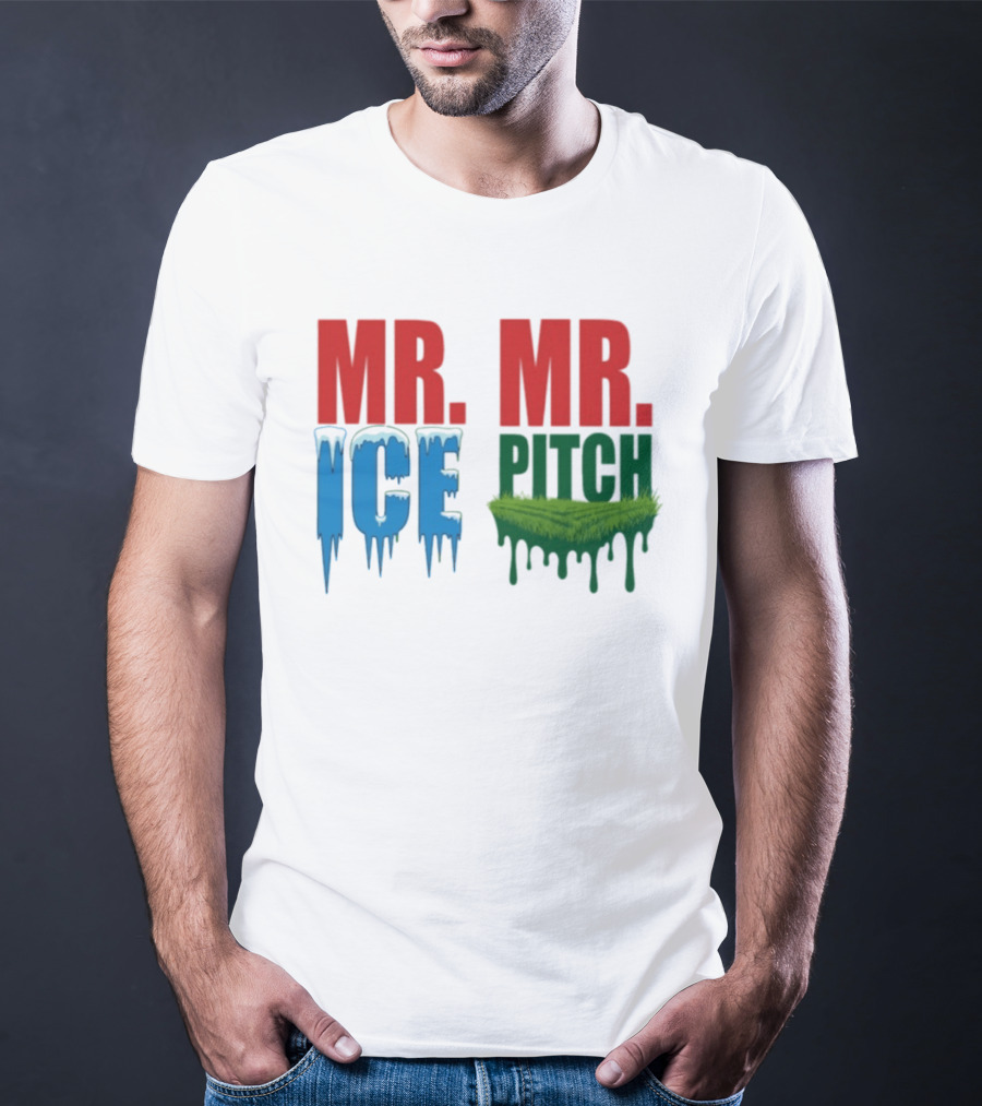 MR ICE MR PITCH Frosty Letters Green Grass Drips T-Shirt