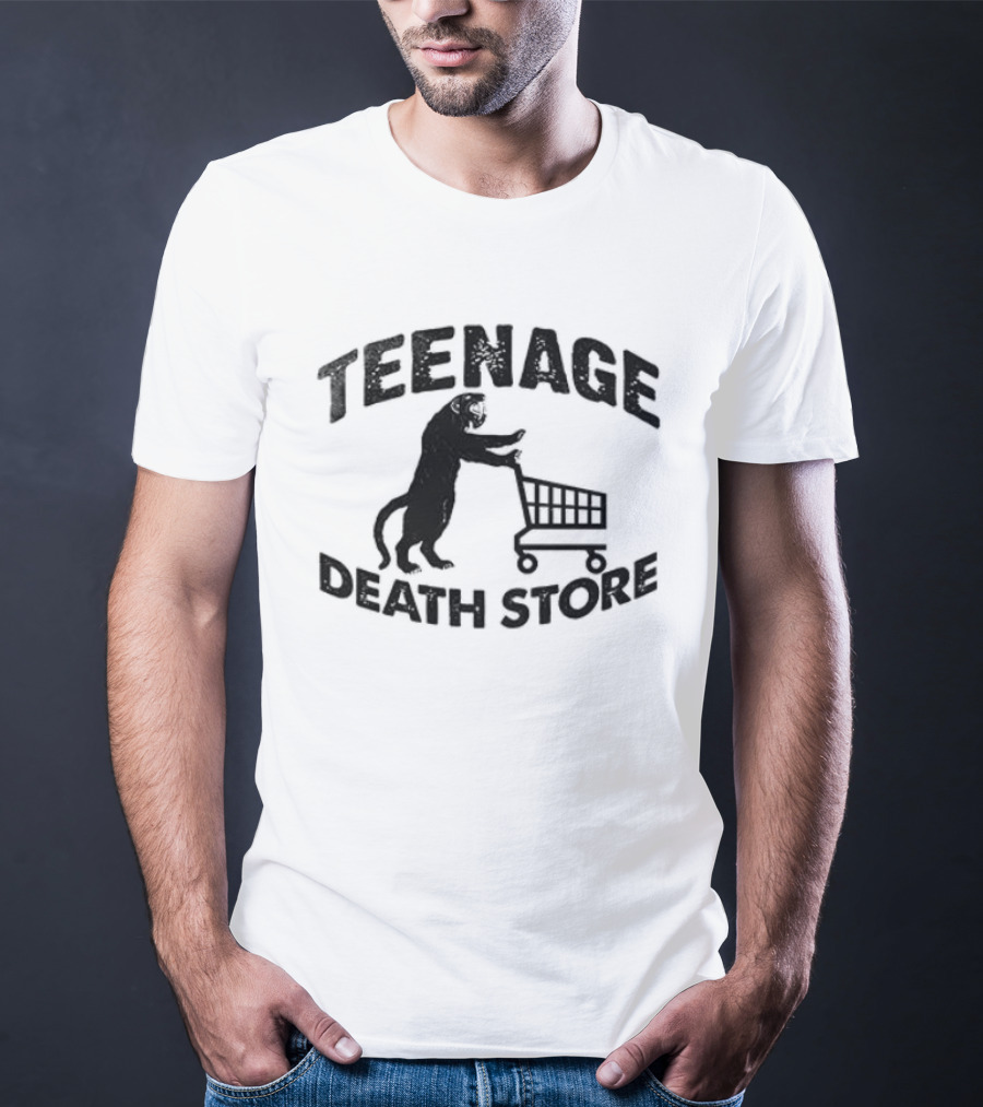 Teenage Death Store Bear Pushing Shopping Cart T-Shirt