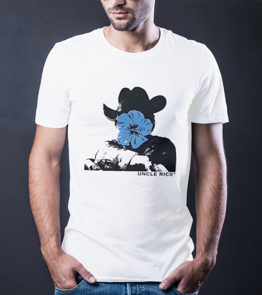Andy Warhol Uncle Rics Blue Flower Cowboy Hat T-Shirt