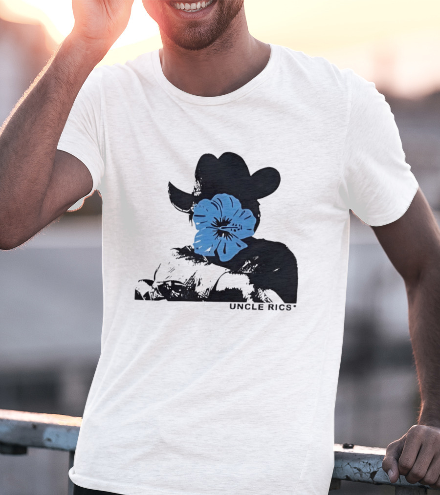 Andy Warhol Uncle Rics Blue Flower Cowboy Hat T-Shirt
