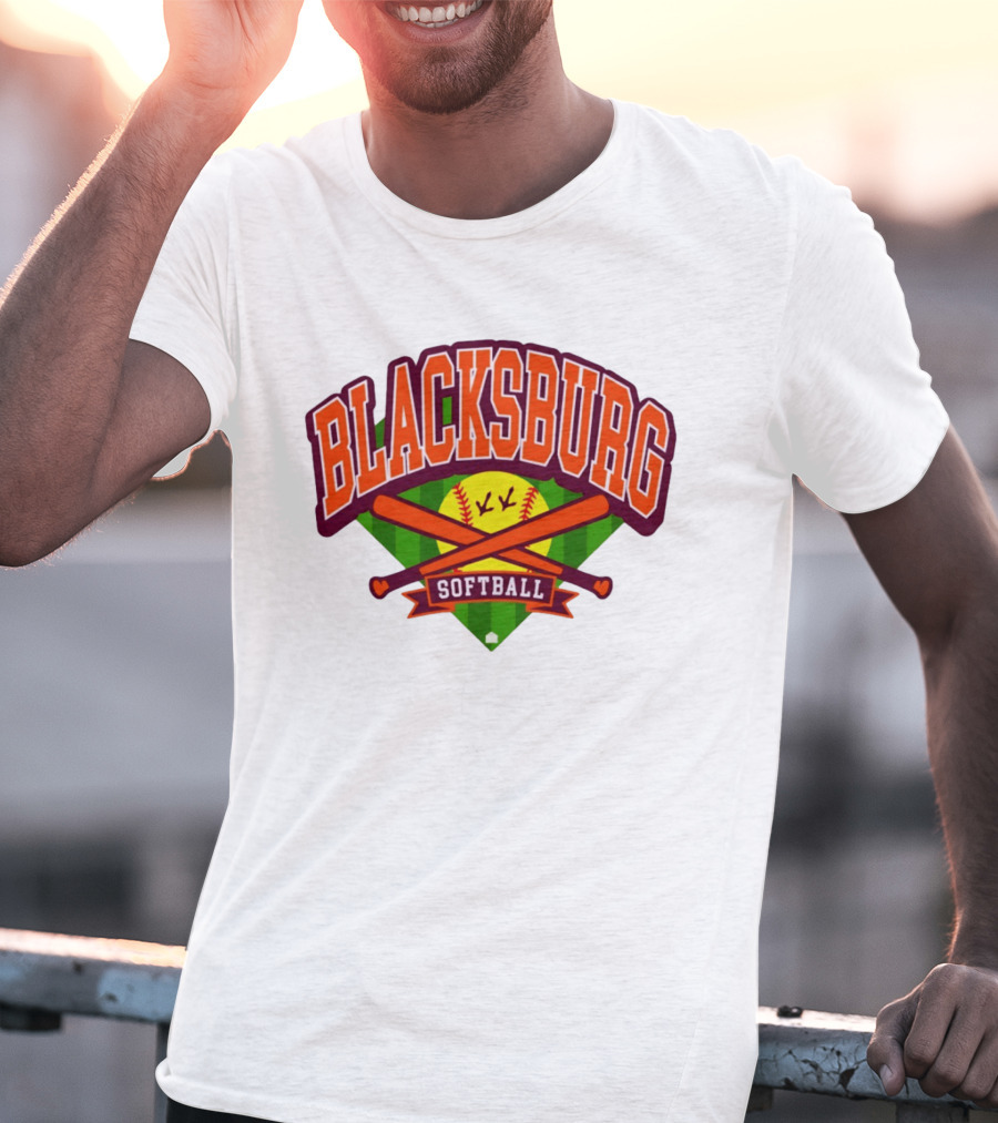 Blacksburg Softball Team Virginia Club Baseball Bat Crossed T-Shirt