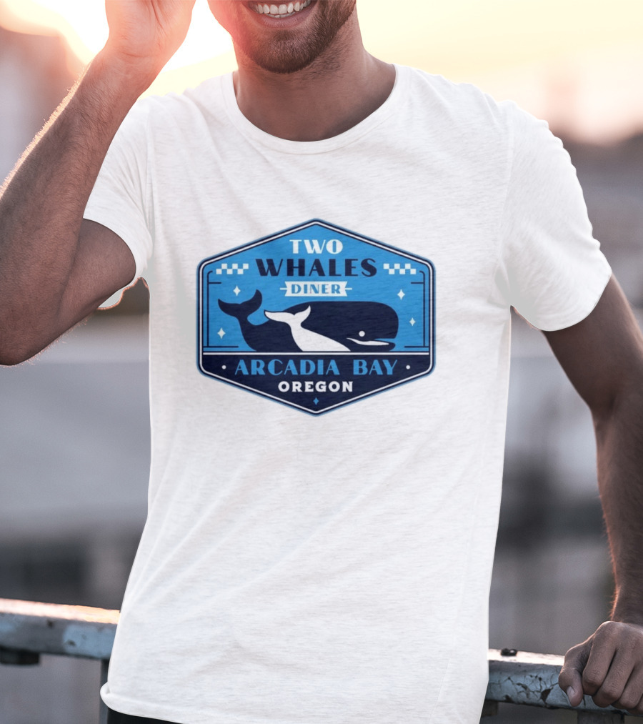 Two Whales Diner Arcadia Bay Oregon Crest T-Shirt