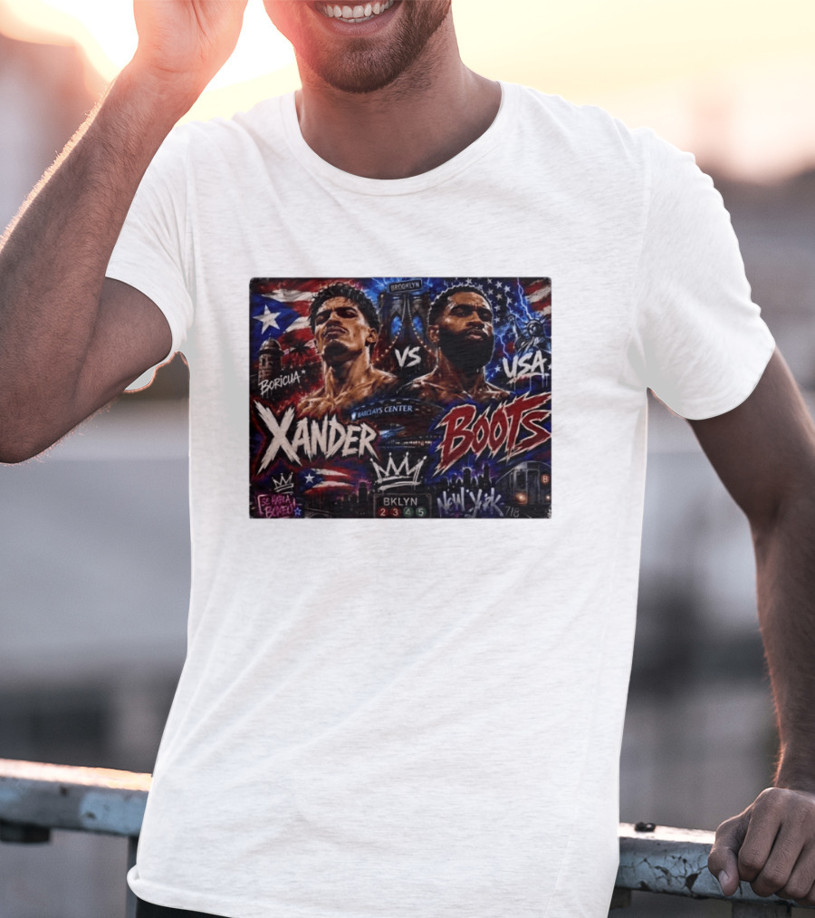 Xander Boots Boricua Vs USA Barclays Center Brooklyn NYC 718 T-Shirt