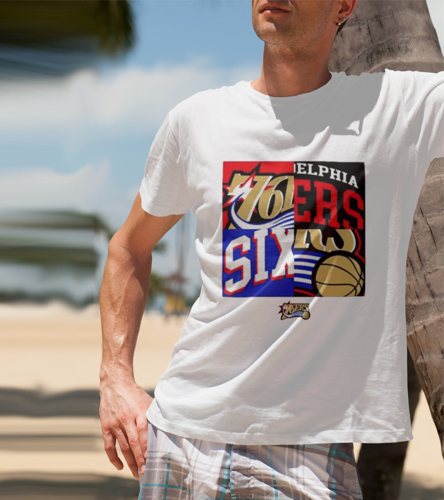 Philadelphia 76ers Vintage Block Logo Compilation NBA Basketball Fan Merch T-Shirt