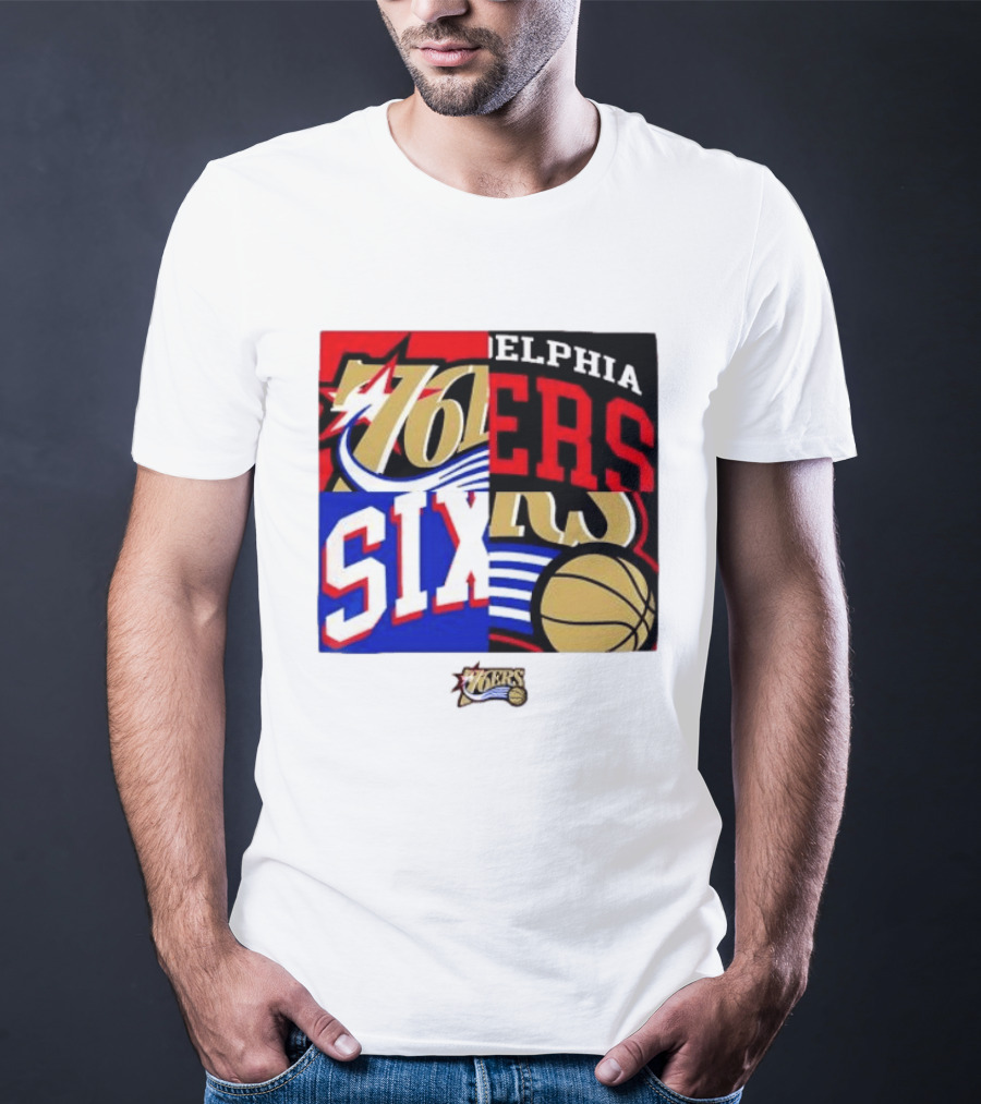 Philadelphia 76ers Vintage Block Logo Compilation NBA Basketball Fan Merch T-Shirt