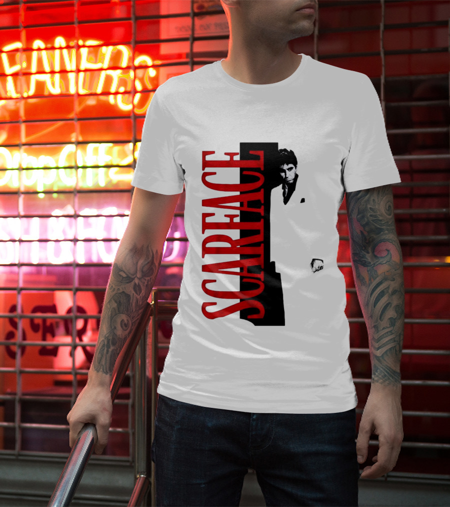 Tony Montana Scarface Movie Iconic Red Black T-Shirt