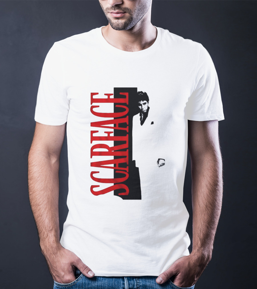 Tony Montana Scarface Movie Iconic Red Black T-Shirt