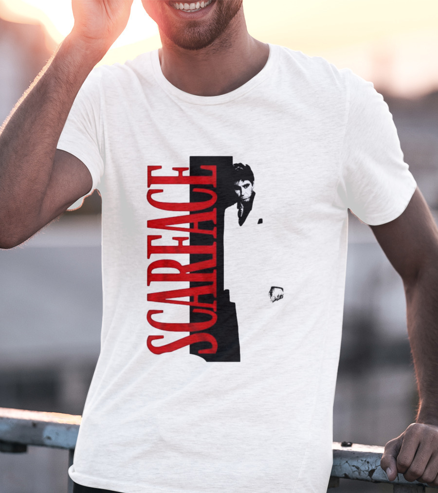 Tony Montana Scarface Movie Iconic Red Black T-Shirt