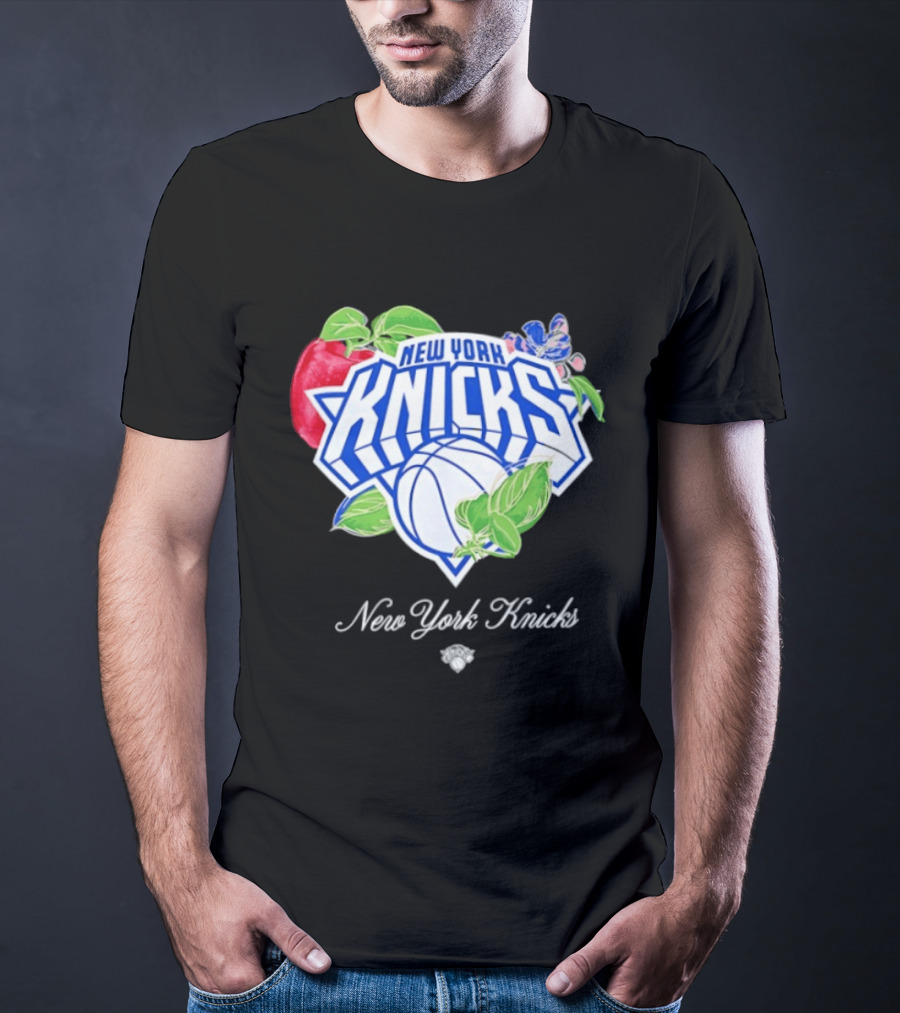 New York Knicks Lifestyle Capsule Floral Fruit Apple Basketball T-Shirt
