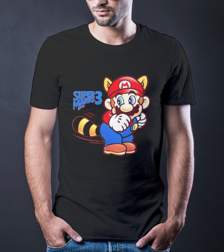 Super Mario Bros 3 Raccoon Mario Tail Whip Retro Game Nostalgia T-Shirt