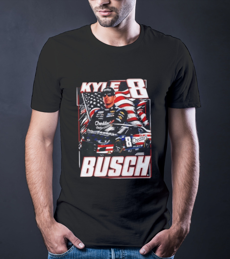 Kyle Busch 8 Cheddar's Racing With American Flag T-Shirt