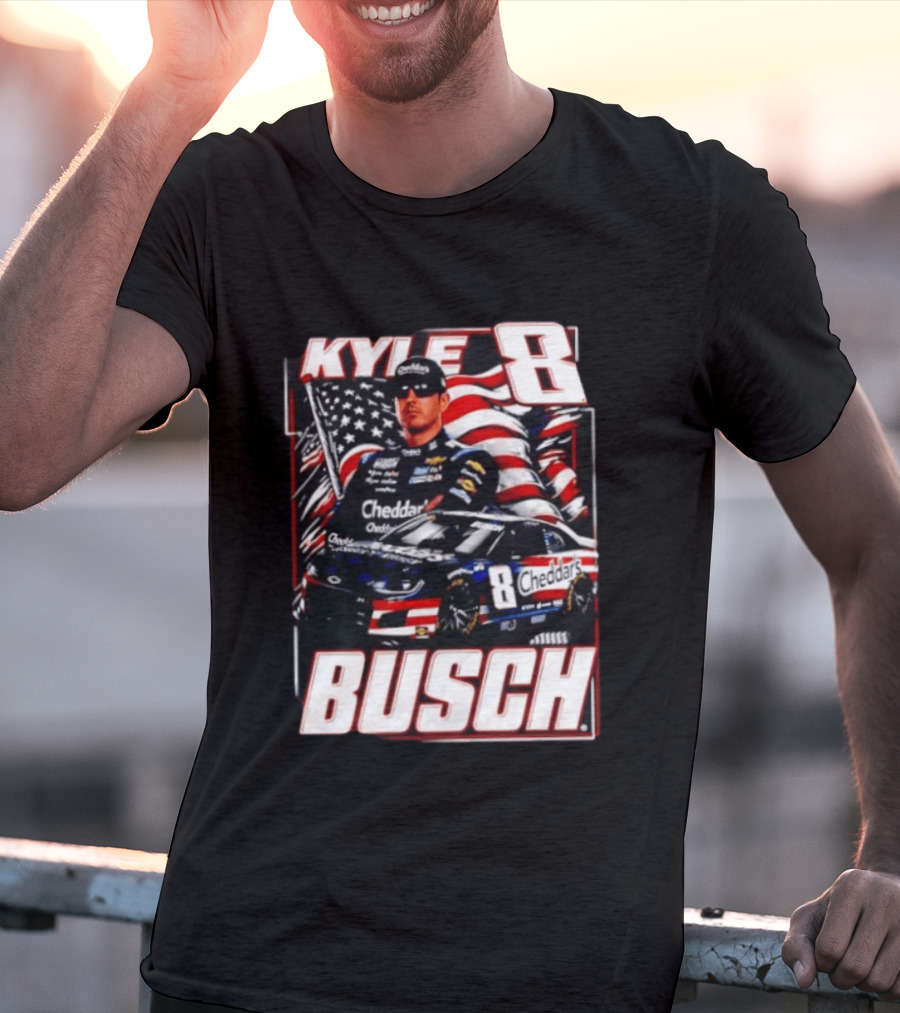 Kyle Busch 8 Cheddar's Racing With American Flag T-Shirt