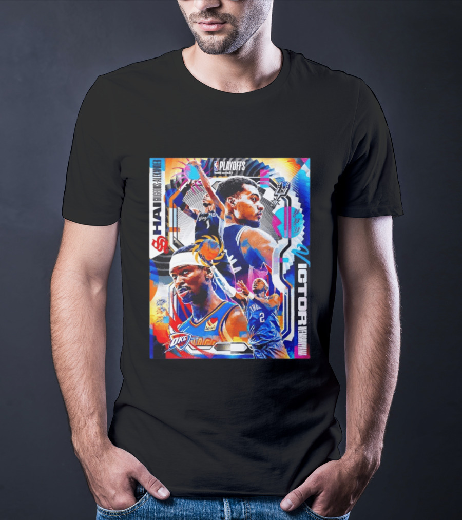 NBA Playoffs Shai Gilgeous Alexander OKC Thunder Victor Wembanyama Spurs Matchup T-Shirt